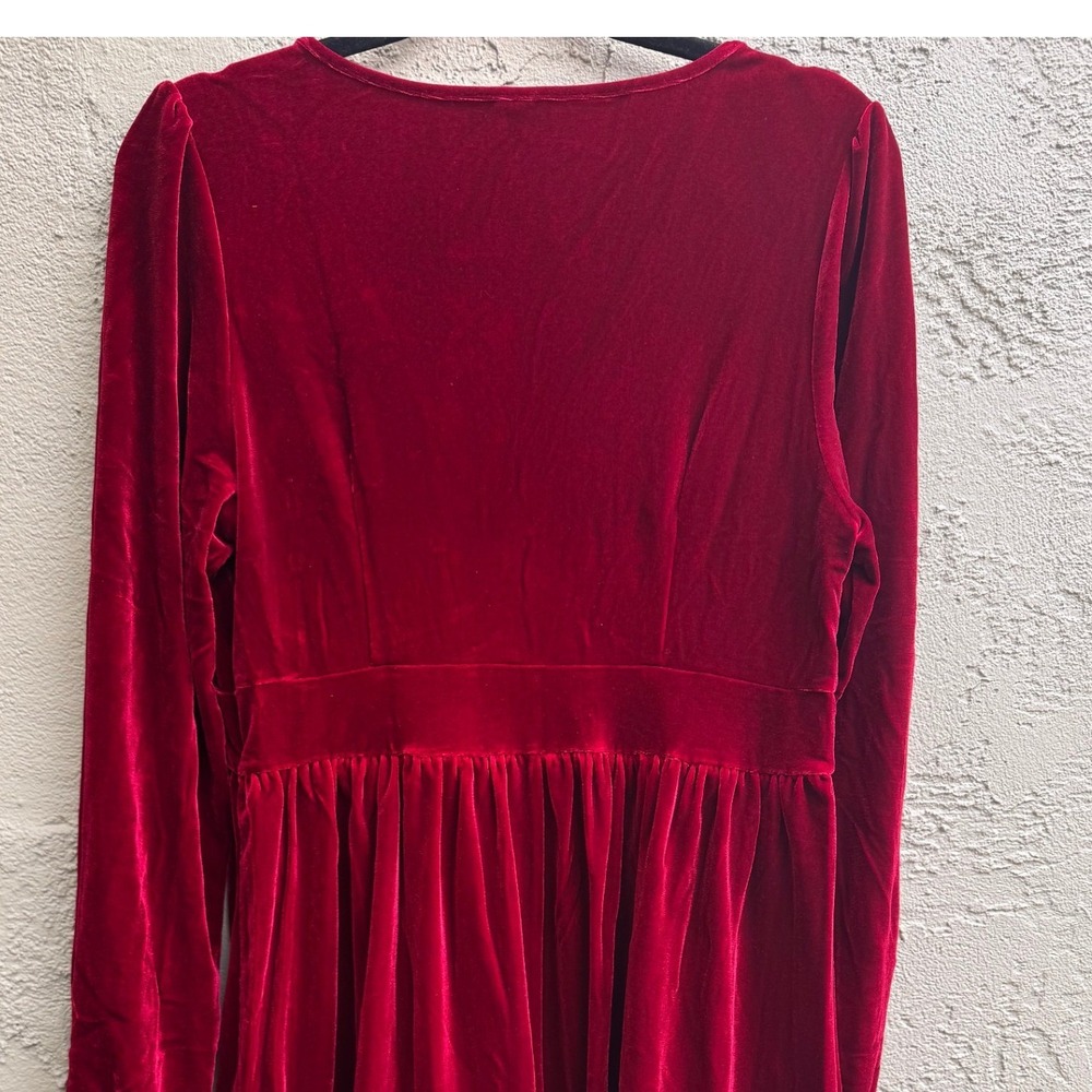 Halara NEW Red Plush Velvet Ruffle Babydoll Mini Dress XL Party Whimsigoth Glam - Picture 7 of 11